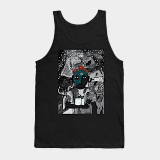 MaleMask NFT with SteampunkEye Color and DarkSkin Color - Mystery Night Background Tank Top